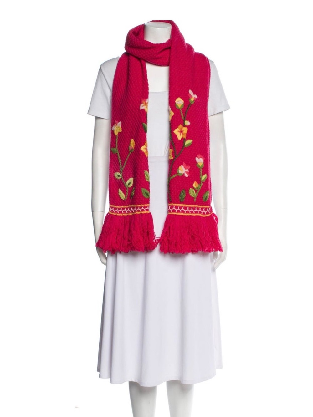 LoveShackFancy Embroidered Floral Scarf